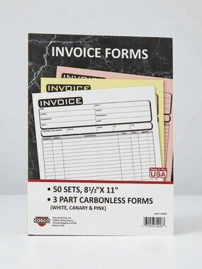 COSCO Business 3-Part Carbonless Invoices Book, 8.5 X 11, 50 Sets/Book, Each